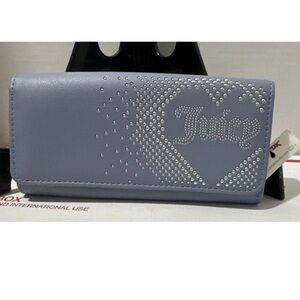 Juicy Couture Juicy Blue Lovely Day Flap Clutch Wallet Studded Accents NWT